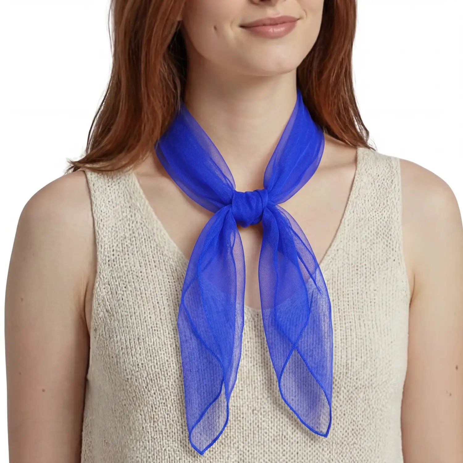 Chiffon Square Scarf Retro Organza for 60s & 70s Style - Royal Blue - Scarves