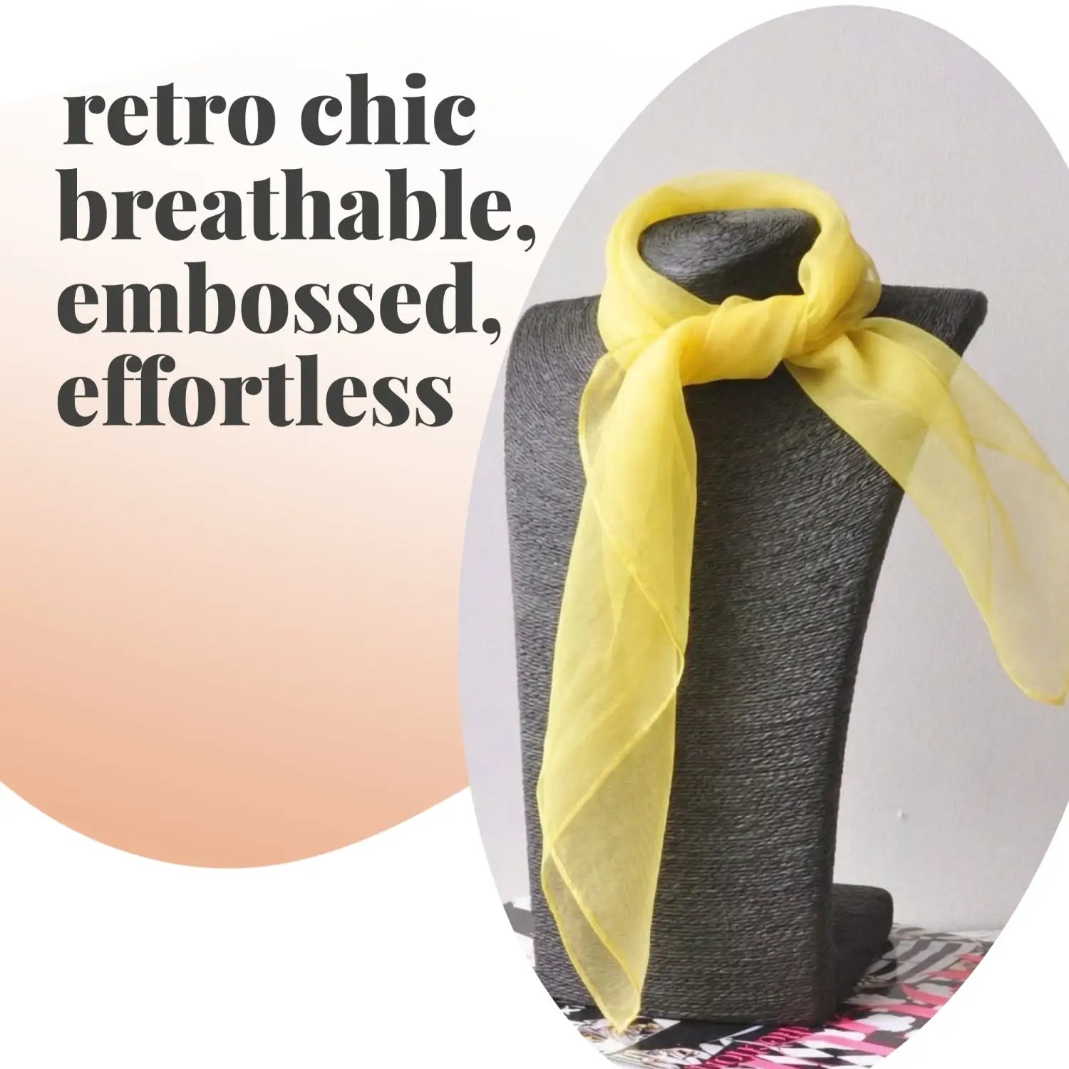 Chiffon Square Scarf Retro Organza for 60s & 70s Style - Scarves