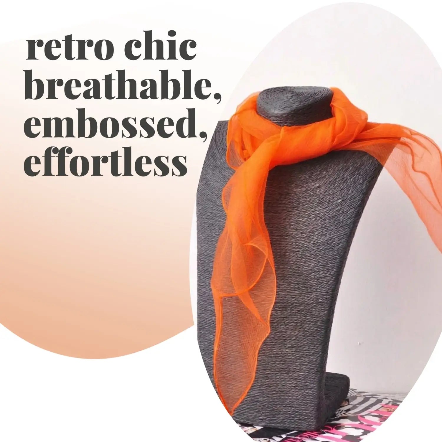 Chiffon Square Scarf Retro Organza for 60s & 70s Style - Scarves