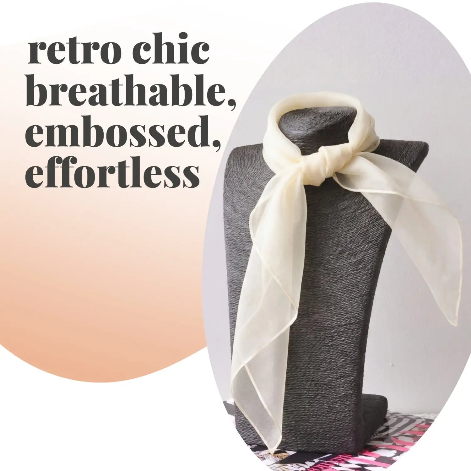 Chiffon Square Scarf Retro Organza for 60s & 70s Style - Scarves