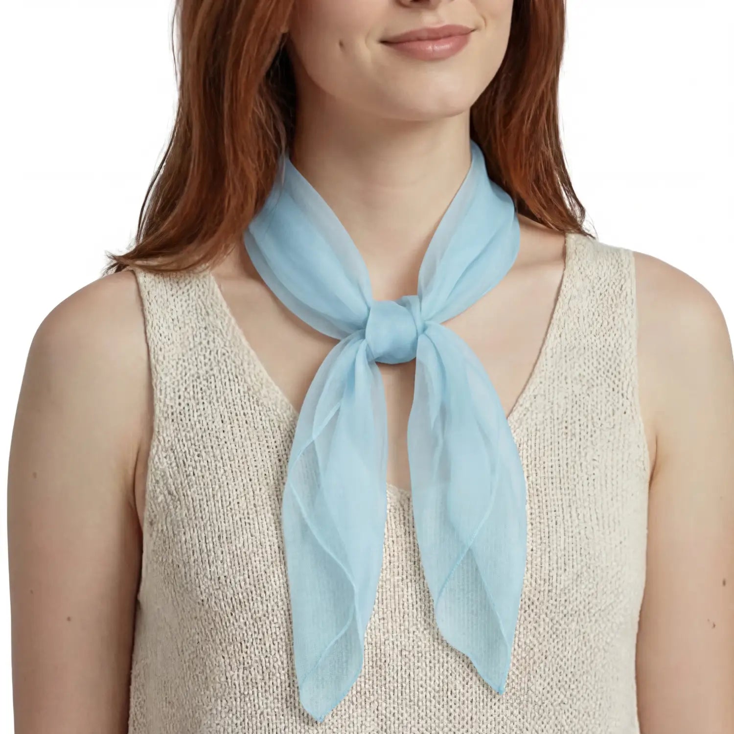 Chiffon Square Scarf Retro Organza for 60s & 70s Style - Sky Blue - Scarves