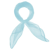 Chiffon square scarf in light blue with long fringe for retro organza style.