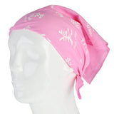 Pink Chinese character print bandana with white letters