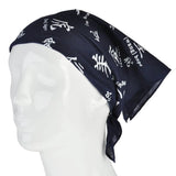 Chinese character print headband with skull and crossbones - versatile accessory