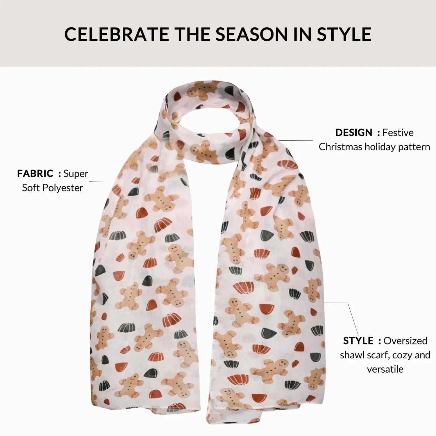 Christmas Scarf Oversized Maxi Shawl - Scarves