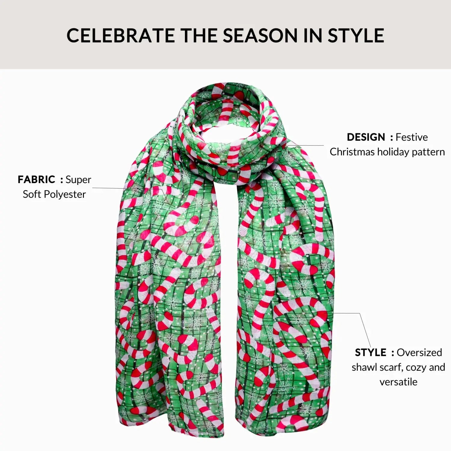 Christmas Scarf Oversized Maxi Shawl - Scarves