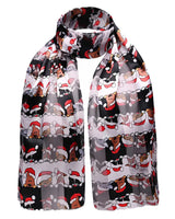 Christmas Scarf with Santa Satin Animal Pattern of Cats and Dogs