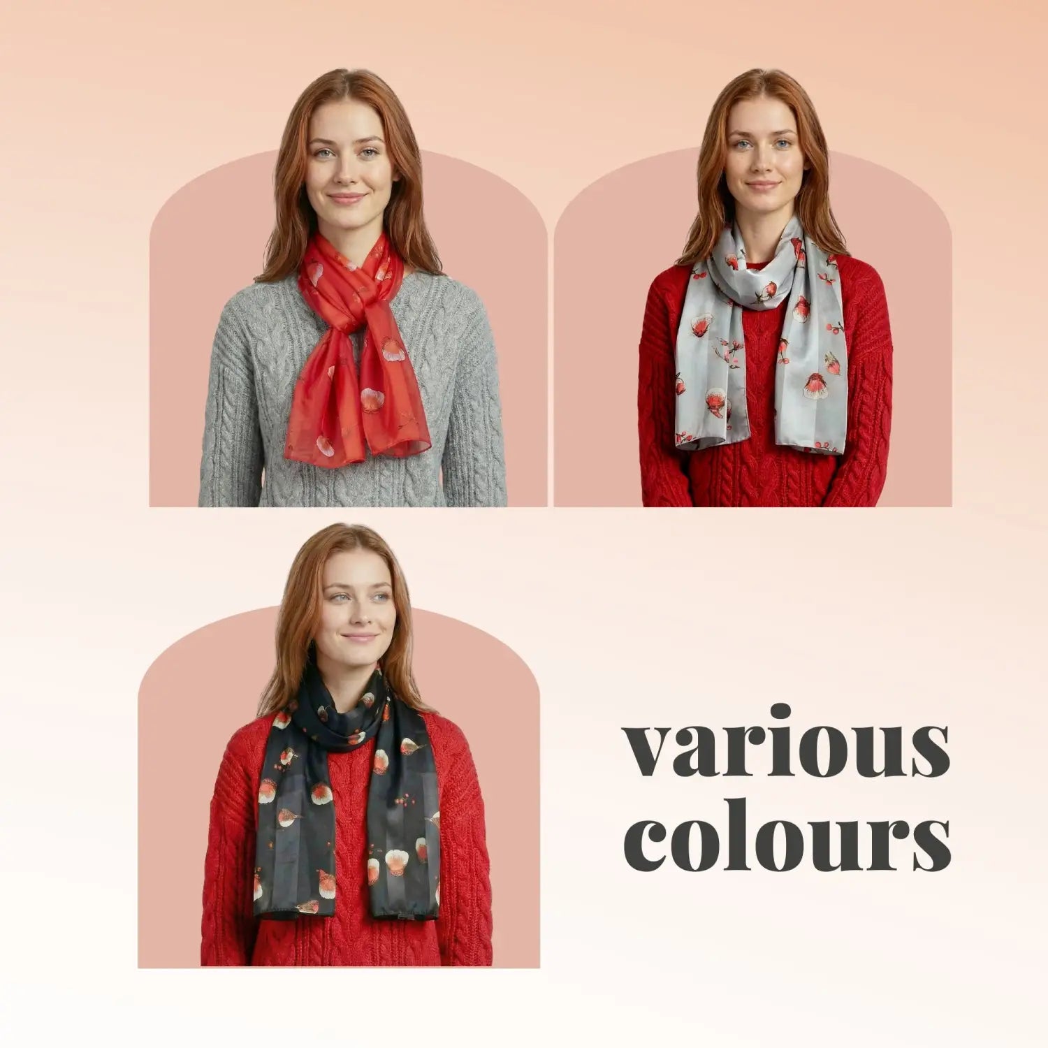 Christmas Scarf Satin Robin Bird Scarves Gifts - Scarves