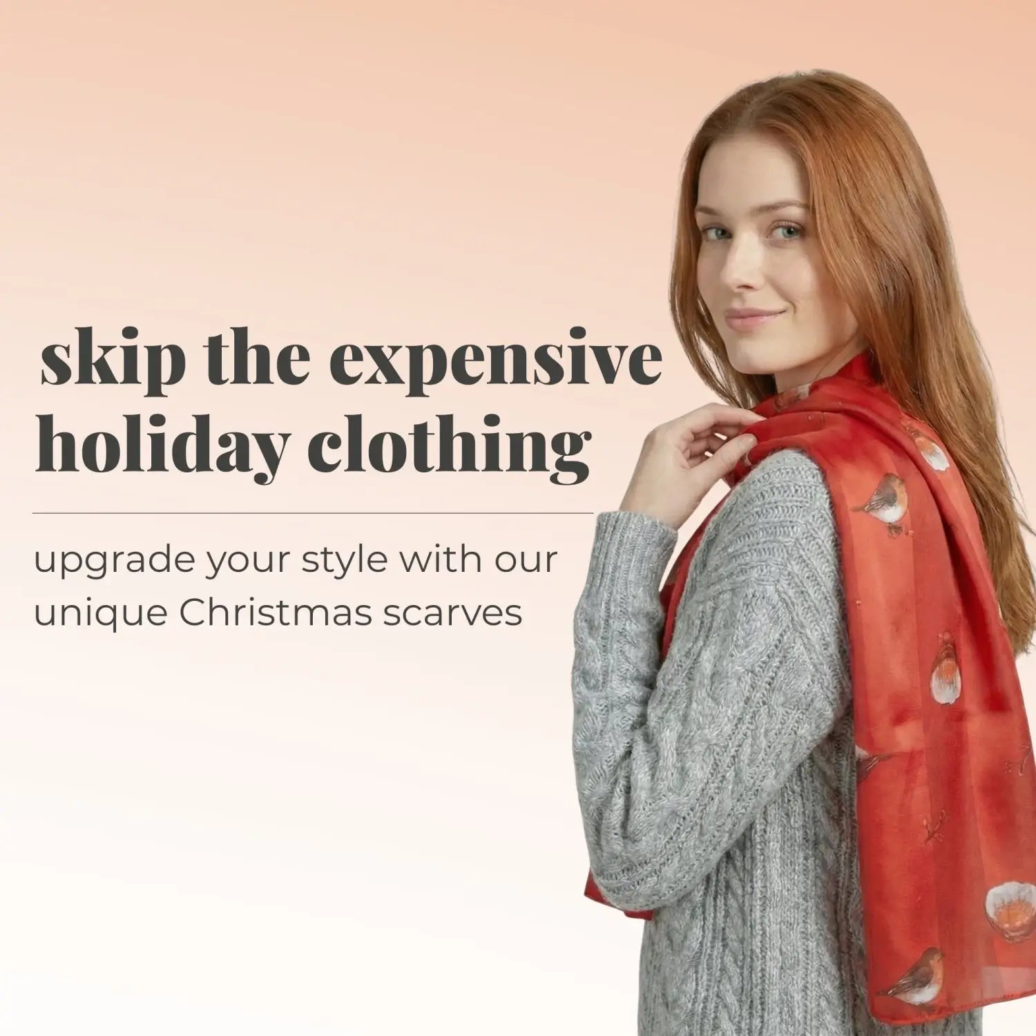 Christmas Scarf Satin Robin Bird Scarves Gifts - Scarves