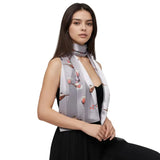 Christmas Scarf Satin Robin Bird Scarves Gifts - Grey - Scarves