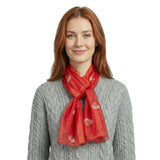 Christmas Scarf Satin Robin Bird Scarves Gifts - Red - Scarves
