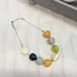 Chunky Beads Candy Colour Necklace with multi colored beads and silver findings