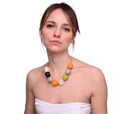 Chunky Beads Candy Colour Necklace with Colorful Beads on Woman.