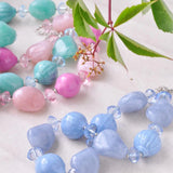 Chunky beads statement necklace with blue and pink beads