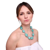 Chunky Beads Statement Necklace with Turquoise Beads.