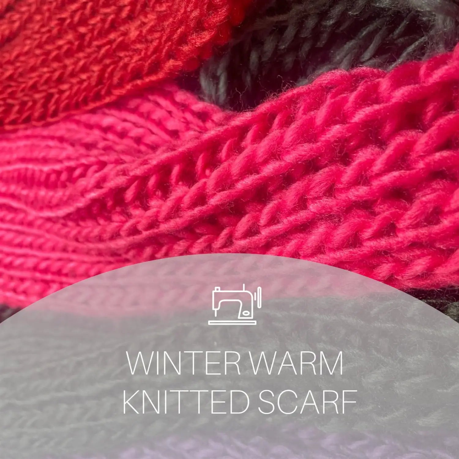 Chunky Bobble Knit Scarf in Red and Pink Yarn for Winter Warm Accessories