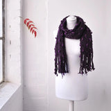 Chunky Bobble Knit Scarf for Winter Warm Accessories - Purple scarf on mannequin