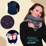 Chunky bobble knit scarf for winter fashion.