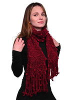 Chunky Bobble Knit Scarf for Women in Red Color