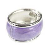 Chunky Pastel Hinged Bangle - Round Metal Bracelet in Purple and Silver