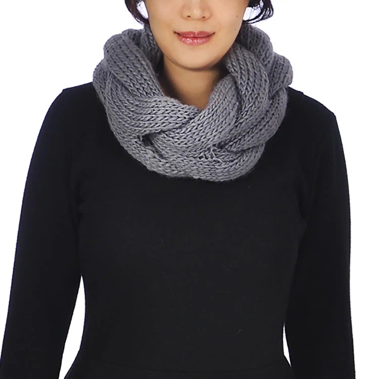 Chunky plait knitted cowl scarf for Autumn & Winter