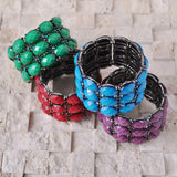 Chunky vivid metal beads bracelet with black beads