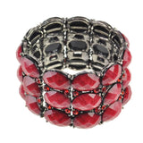 Red bracelet with black and white crystals on Chunky Vivid Metal Beads Bangle - Statement Retro Bracelet Jewellery