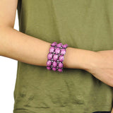 Chunky vivid metal bracelet with pink stones