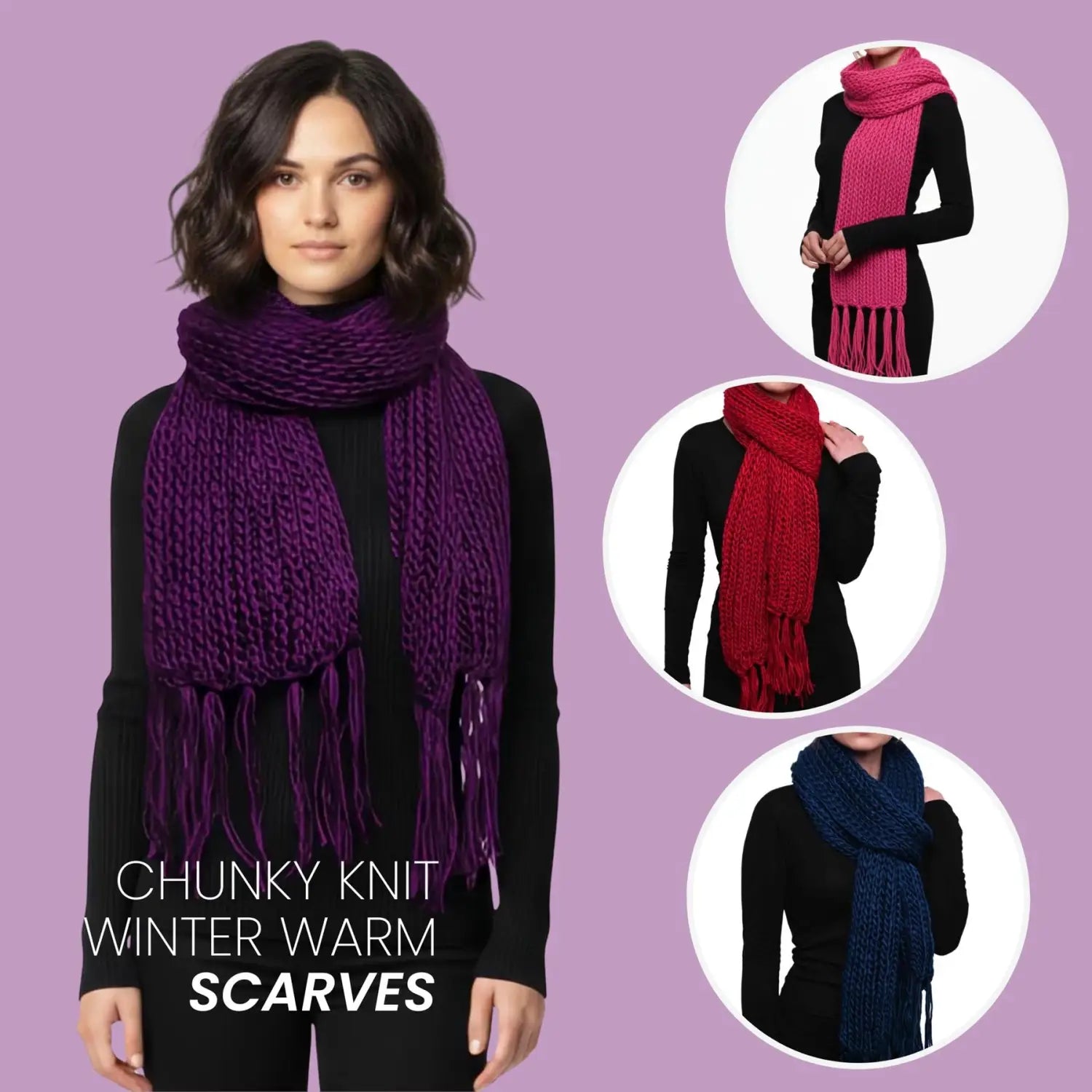Classic Knitted with Tassel Autumn/Winter scarf Long Scarves - Knitted Scarves