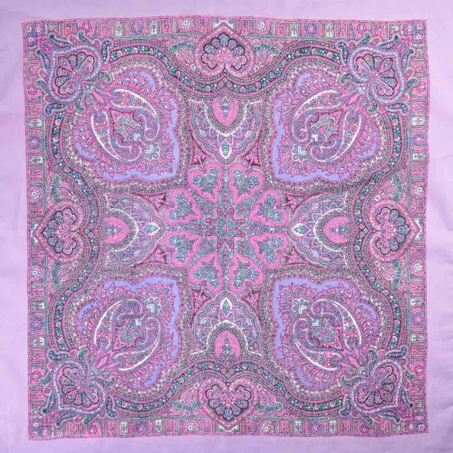 Classic Paisley Bandana made of 100% cotton with pink and blue paisley print scarf