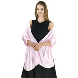 Elegant satin evening shawl over a sleeveless black dress - Classic Plain Solid Scarf