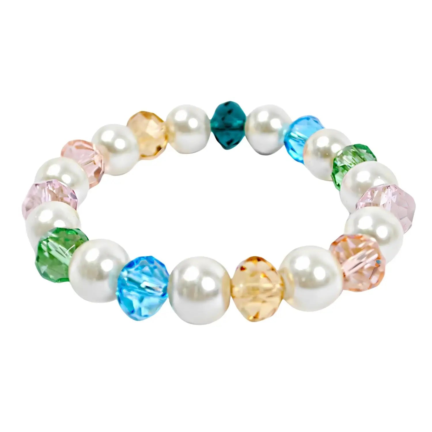 Colourful Glass Beads Bracelet Pearl Style