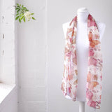Colourful butterfly print chiffon scarf on mannequin