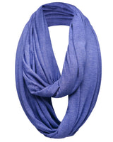 Cotton Blend Jersey Winter Snood: Blue Infinity Scarf on White Background