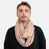 Cotton Blend Jersey Winter Snood: man wearing a scarf