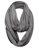 Gray cotton blend jersey winter snood scarf on white background