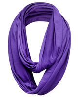 Cotton blend jersey winter scarf in purple color on white background