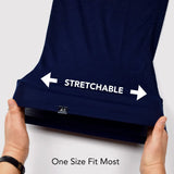 Jersey cotton stretchable navy t-shirt held by person