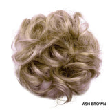 Curly messy bun hair scrunchie extension with a messy top