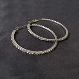 Silver hoop earrings with clear crystals from Diamante Rhinestone Large Hoop Earrings.