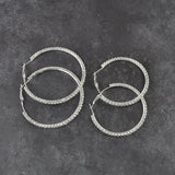 Silver hoop earrings with white crystals - Diamante Rhinestone Large Hoop Earrings