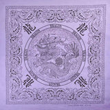 Purple dragon print square bandana in 100% cotton.