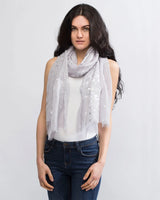 Dragonfly foil print oversized scarf in white and silver.