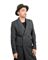 Elegant Crushable Fedora with Leather Trim shown on man in black coat and hat