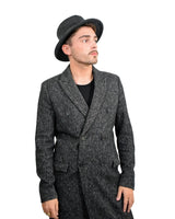 Elegant Crushable Fedora with Leather Trim - Man in Black Hat and Coat