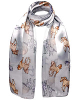 Elegant Equestrian Satin Silky Scarf with Horse Pattern