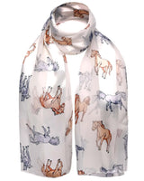 Elegant Equestrian Satin Silky Scarf with Horse Pattern