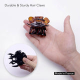 Hand holding small black and orange flower - featured in Elegant French Butterfly & Flower Hair Claws