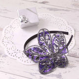 Purple and black leaf alice headband with bow, Spangle & Sequin Detailing