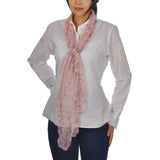 Woman in white shirt and pink scarf, Sailor Anchor Silk-Blend Summer Scarf